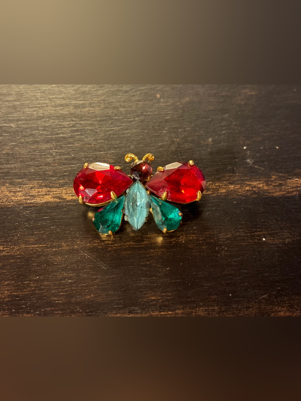 US Zone Germany Crystal Butterfly Brooch